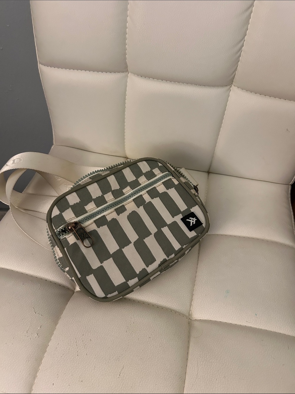 THREAD- Crossbody Bag in Sage White Checkered Pattern